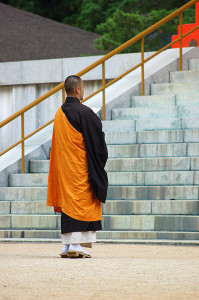 Monk at a temple in Koya-san, 2007.
